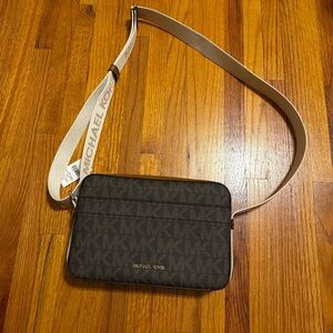 Michael Kors Brown and Cream Crossbody Bag